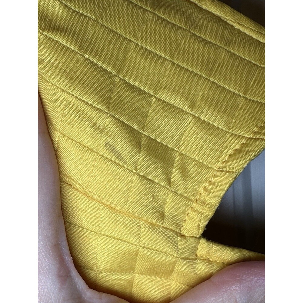 Harve Benard Quilted Coat Women Size 16 Vintage Yellow Grid Textured Long Jacket - Picture 9 of 11